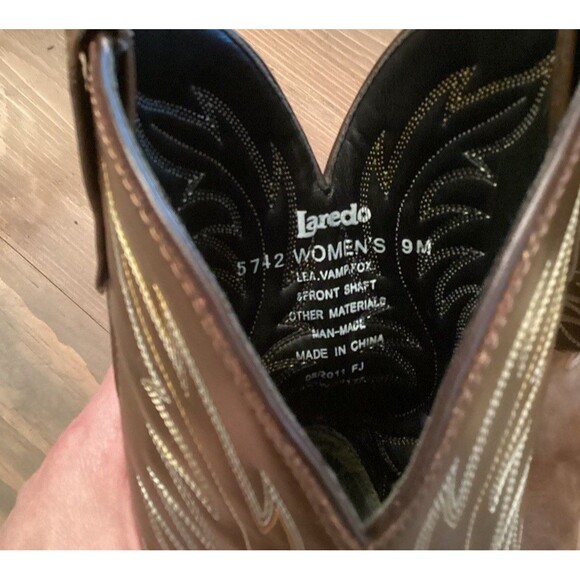 LAREDO WOMENS SZ 9 KADI TAN DISTRESSED BROWN LEATHER WESTERN COWGIRL BOOTS 5742 - Picture 7 of 9